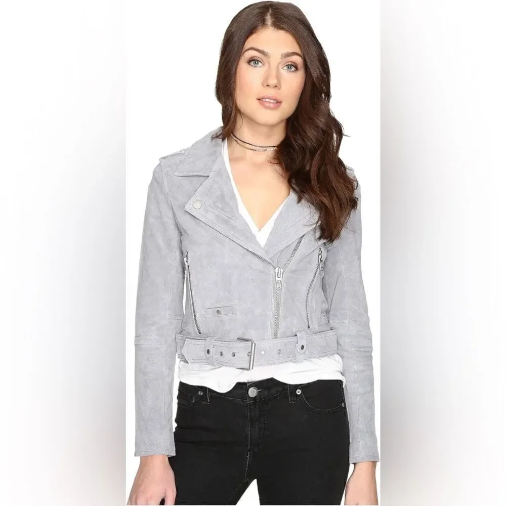 NWT BLANKNYC Suede Moto Jacket in grey - Picture 8 of 14